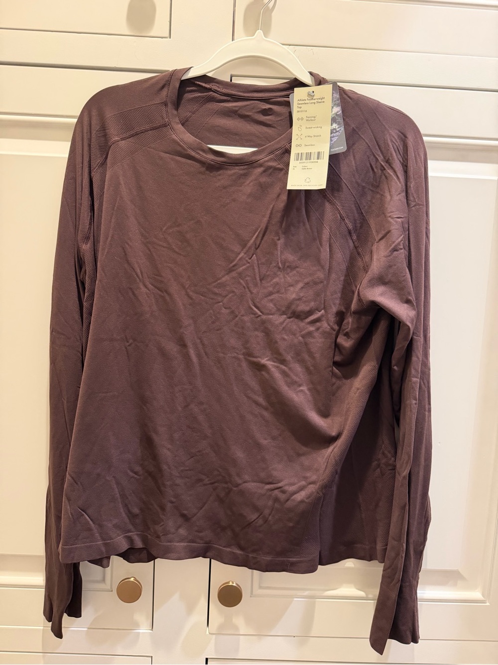Sweaty Betty Long Sleeve Crewneck Top in Mauve Plum